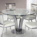 Cleo Contemporary Dining Table In Stainless Steel With Clear Glass - ARL1937