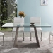 Bravo Contemporary Dining Table In Dark Sonoma Base With Clear Glass - ARL1939