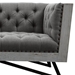 Regis Contemporary Loveseat in Grey Fabric with Black Metal Finish Legs and Antique Brown Nailhead Accents - ARL1949