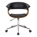 Bellevue Mid-Century Office Chair in Chrome Finish with Black Faux Leather and Walnut Veneer - ARL1969