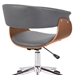 Bellevue Mid-Century Office Chair in Chrome Finish with Grey Faux Leather and Walnut Veneer - ARL1970