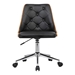 Diamond Mid-Century Office Chair in Chrome finish with Tufted Black Faux Leather and Walnut Veneer Back - ARL1972