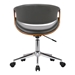 Geneva Mid-Century Office Chair in Chrome finish with Gray Faux Leather and Walnut Veneer Arms - ARL1974