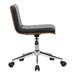 Bowie Mid-Century Office Chair in Chrome finish with Black Faux Leather and Walnut Veneer Back - ARL1976