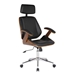 Century Office Chair with Multifunctional Mechanism in Chrome finish with Black Faux Leather and Walnut Veneer Back - ARL1977