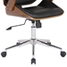 Century Office Chair with Multifunctional Mechanism in Chrome finish with Black Faux Leather and Walnut Veneer Back - ARL1977