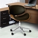 Daphne Modern Office Chair In Chrome Finish with Black Faux Leather And Walnut Veneer Back - ARL1978