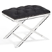 Cody Modern and Contemporary Tufted Ottoman in Black Velvet with Acrylic Legs - ARL1980