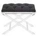 Cody Modern and Contemporary Tufted Ottoman in Black Velvet with Acrylic Legs - ARL1980