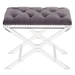 Cody Modern and Contemporary Tufted Ottoman in Gray Velvet with Acrylic Legs - ARL1981