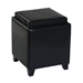 Rainbow Contemporary Storage Ottoman With Tray in Black Bonded Leather - ARL1985