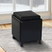Rainbow Contemporary Storage Ottoman With Tray in Black Bonded Leather - ARL1985