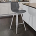 Zurich 26" Counter Height Metal Bar Stool in Vintage Gray Faux Leather with Brushed Stainless Steel Finish - ARL1998