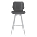 Zurich 26" Counter Height Metal Bar Stool in Vintage Gray Faux Leather with Brushed Stainless Steel Finish - ARL1998