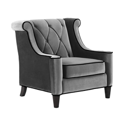 Barrister Chair In Gray Velvet with Black Piping 