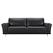 Everly Contemporary Sofa in Genuine Black Leather with Brushed Stainless Steel Legs - ARL2017