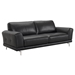 Everly Contemporary Sofa in Genuine Black Leather with Brushed Stainless Steel Legs - ARL2017