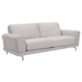 Everly Contemporary Sofa in Genuine Dove Grey Leather with Brushed Stainless Steel Legs - ARL2018