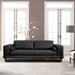 Wynne Contemporary Sofa in Genuine Black Leather with Brown Wood Legs - ARL2019