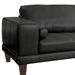 Wynne Contemporary Sofa in Genuine Black Leather with Brown Wood Legs - ARL2019