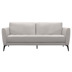 Hope Contemporary Sofa in Genuine Dove Grey Leather with Black Metal Legs 