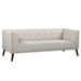 Hudson Mid-Century Button-Tufted Sofa in Beige Linen and Walnut Legs - ARL2024