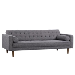 Element Mid-Century Modern Sofa in Dark Gray Linen and Walnut Legs 