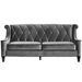 Barrister Sofa In Gray Velvet With Black Piping - ARL2035
