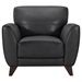 Jedd Contemporary Chair in Genuine Black Leather with Brown Wood Legs - ARL2037