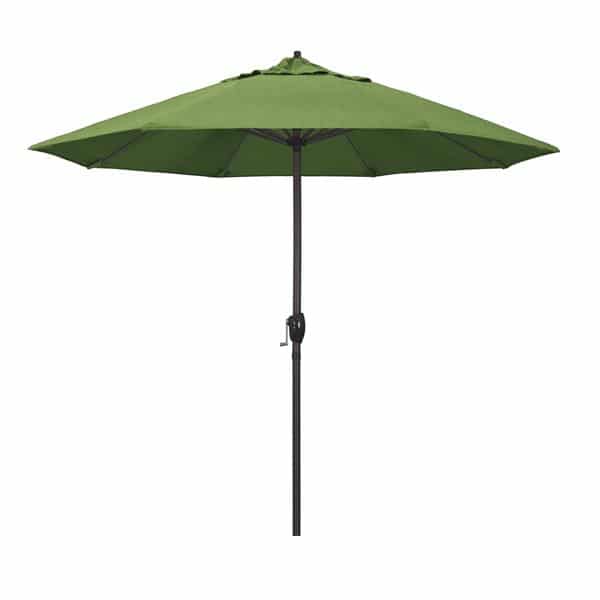 California Umbrella 9' Casa Olefin Tilt Crank Lift Patio Umbrella in Teak 