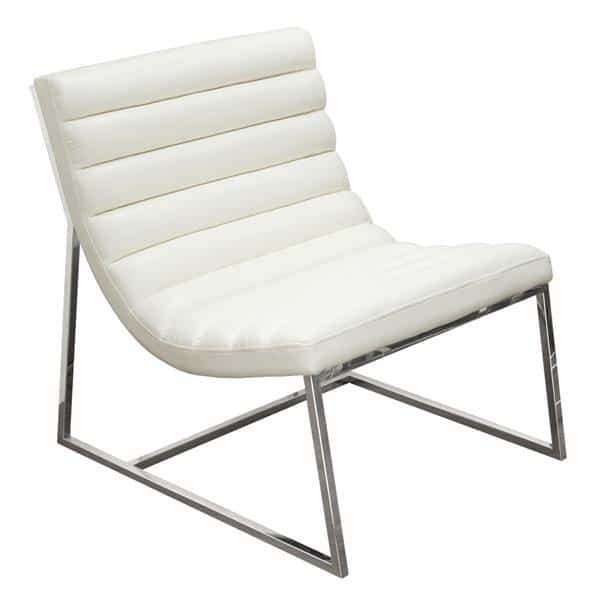 Bardot Stainless Steel Frame Lounge Chair with White 