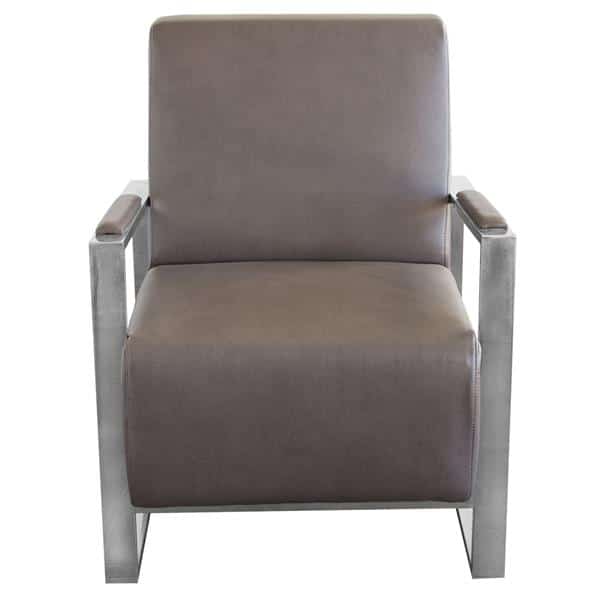 Century Elephant Grey Accent Chair with Stainless Steel Frame 