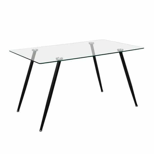 Finn Rectangular Glass Top Dining Table 