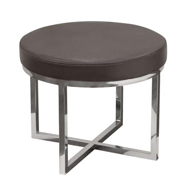 Ritz Round Accent Stool in Elephant Grey Bonded Leather 
