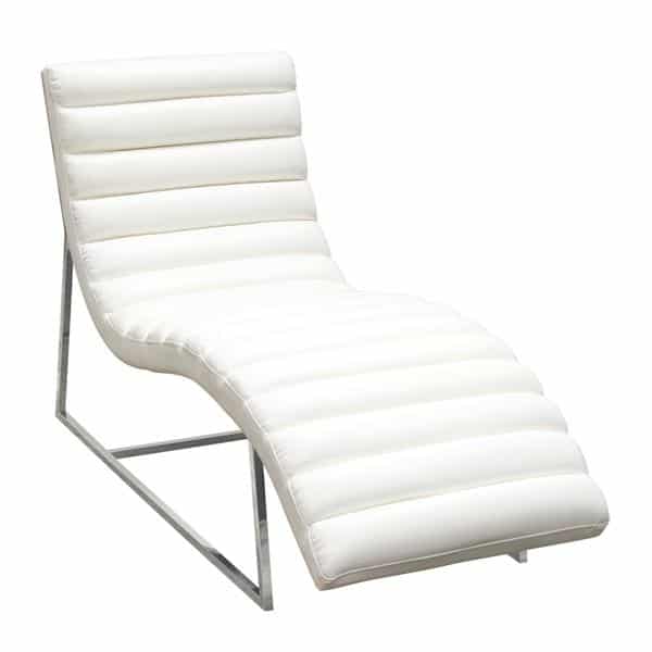 Bardot Chaise Lounge with Stainless Steel Frame - White 