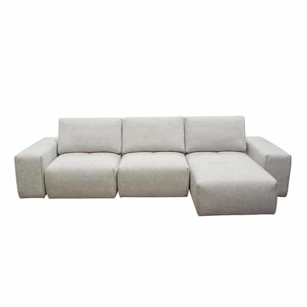 Jazz Modular Three-Seater Chaise Sectional with Adjustable Backrests in Light Brown Fabric 