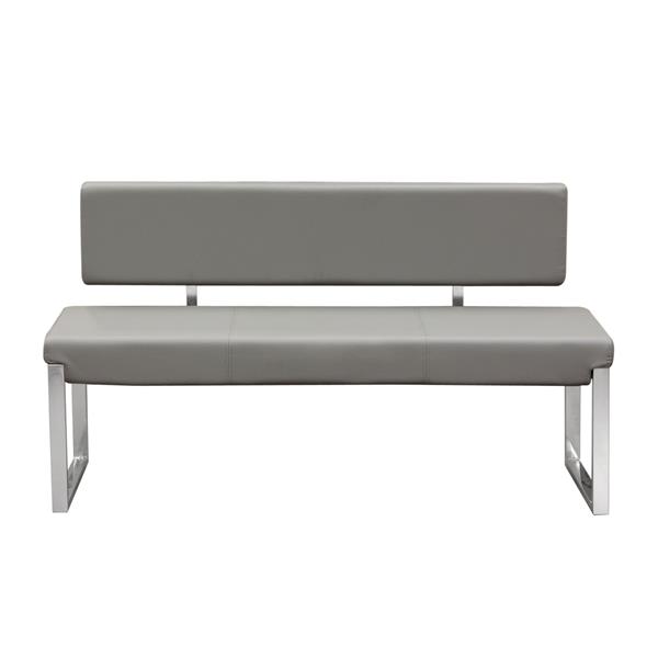 Knox Bench with Back and Stainless Steel Frame - Grey 