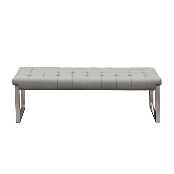Knox Backless Tufted Bench with Stainless Steel Frame - Grey 