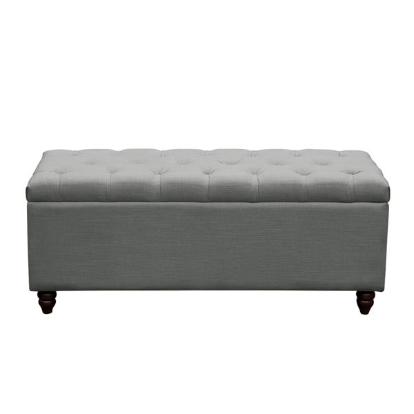 Park Ave Tufted Lift-Top Storage Trunk - Grey Linen 