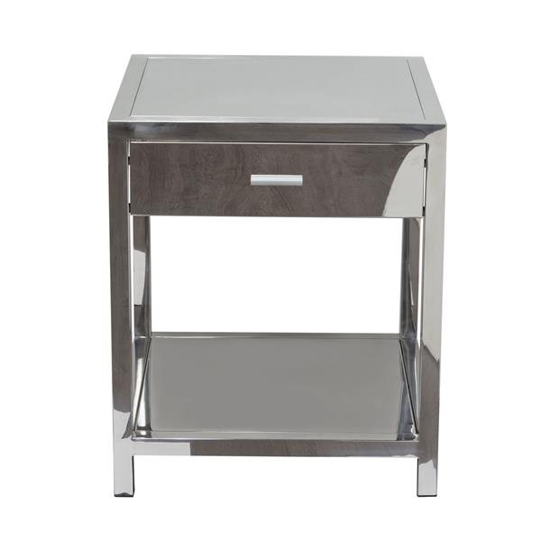 Corleo 1-Drawer Accent Table in Stainless Steel 