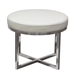 Ritz Round Accent Stool with Padded Seat in White Bonded Leather - DIA3059