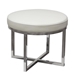 Ritz Round Accent Stool with Padded Seat in White Bonded Leather - DIA3059