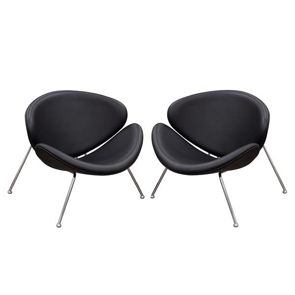 Set of Two Roxy Black Accent Chair with Chrome Frame 