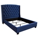 Majestic Eastern King Tufted Bed in Royal Navy Velvet with Nail Head Wing Accents - DIA3070