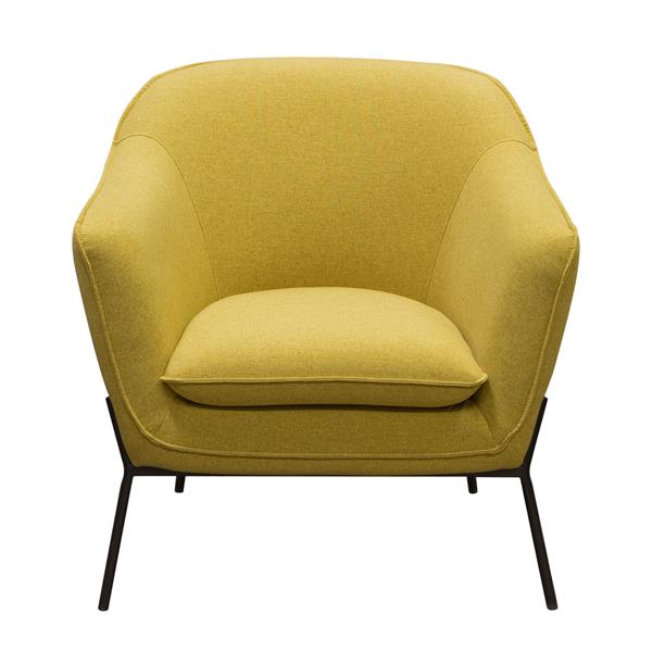 Status Accent Chair in Yellow Fabric with Metal Leg 
