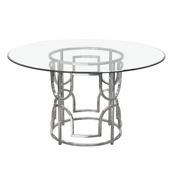 Avalon 54-Inch Round Glass Top Dining Table 