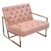 Luxe Accent Chair in Blush Pink Tufted Velvet Fabric with Gold Stainless Steel Frame - DIA3116