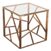 Nest Square End Table with Glass Top and Rose Gold Stainless Steel Base - DIA3132