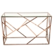Nest Rectangular Console Table with Glass Top and Rose Gold Stainless Steel Base - DIA3133