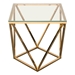 Gem End Table with Glass Top and Stainless Steel Base in Gold Finish - DIA3134